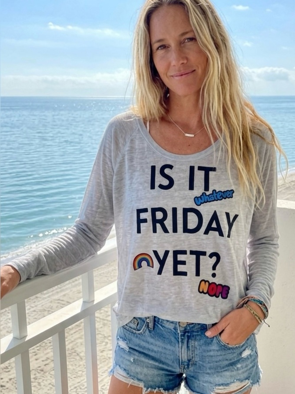 Gray Long Sleeve Graphic Tee